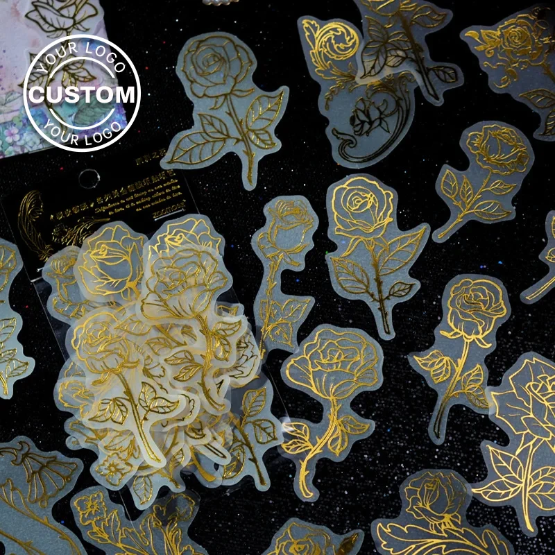 Custom Crystal Label UV Transfer Sticker Hot Stamping Logo Metal Sticker Self-adhesive Label Paper Suitable for Party Wedding