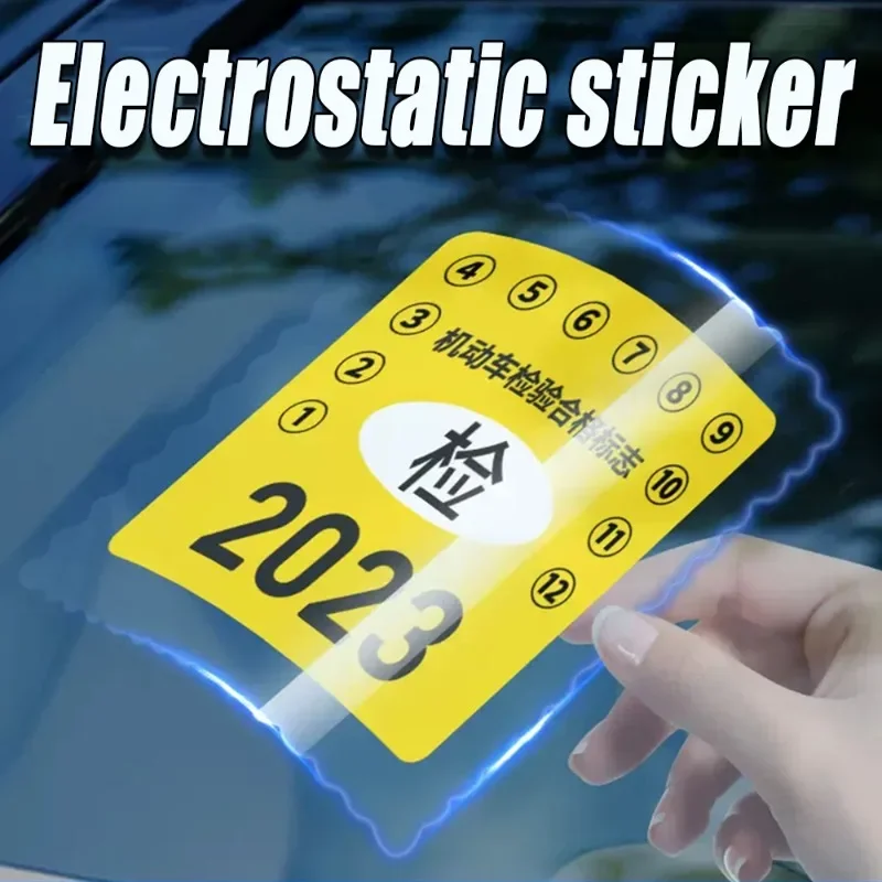 3pcs Car Electrostatic Sticker Annual Inspection Insurance Stickers Car Windshield Transparent Sticker Car Interior Accessories