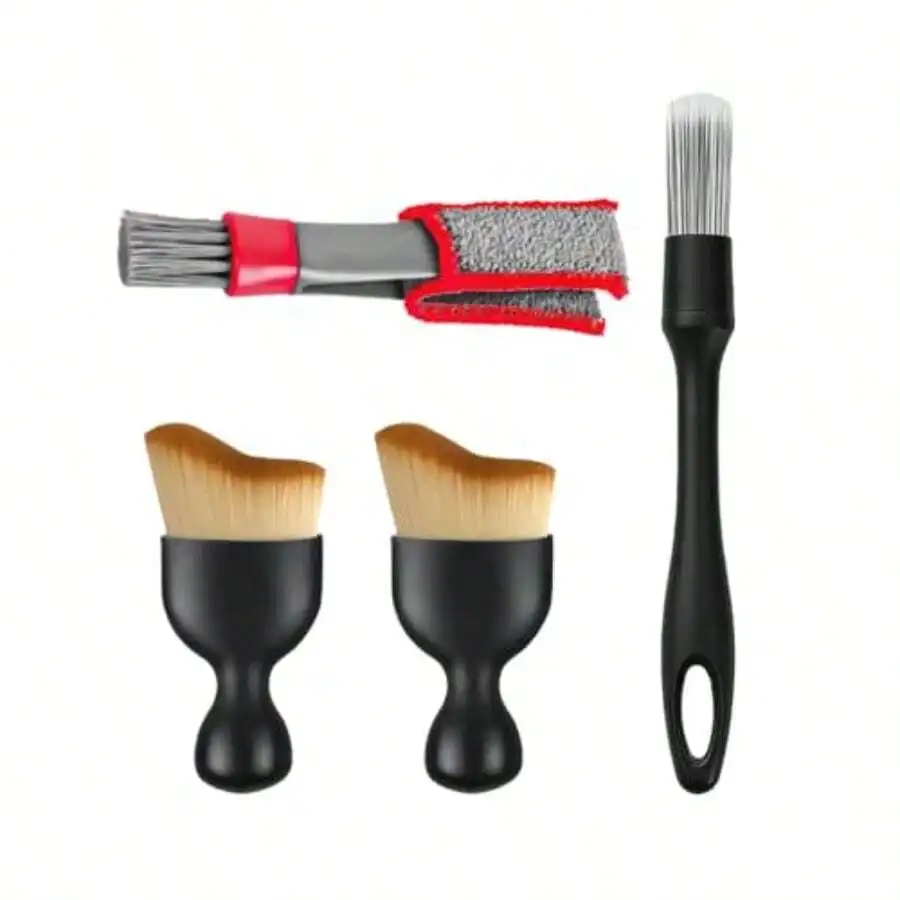 Car Detailing Brush Kit With Soft Bristles, Air Vent & Wire Brushes For Interior Cleaning