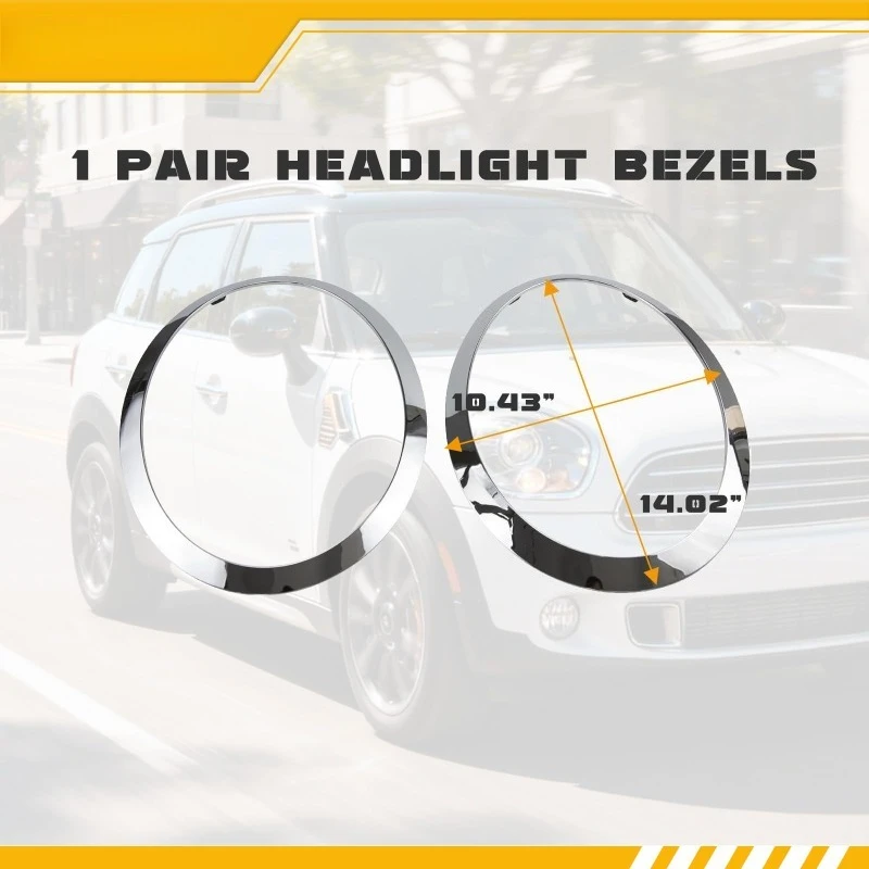 1Pair Gloss Black/Silver Plated Car Headlight Frame For MINI Cooper S R56 R57 R55 Clubman 2007-2015 51137149905 51137149906