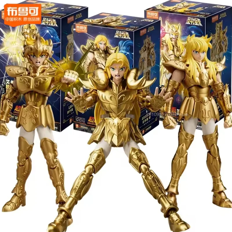 Original Blokees Saint Seiya Figure DIY Building Block Scorpio Milo Leo Aiolia Aries Mu Action Figure Anime Model Doll Kids Toys