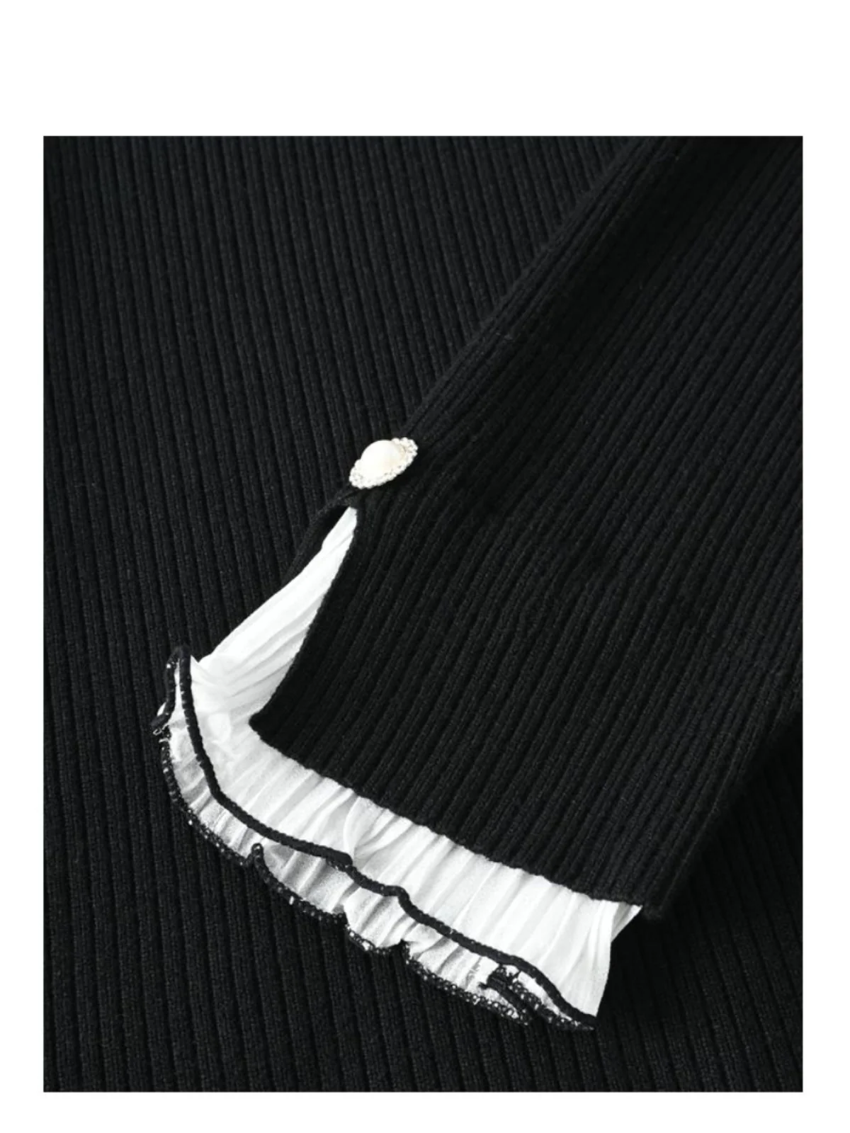 CaraCLUB-suéter de punto largo de talla grande para mujer, cubierta para el vientre de otoño, ilusión adelgazante, Top falso de dos piezas de gama alta