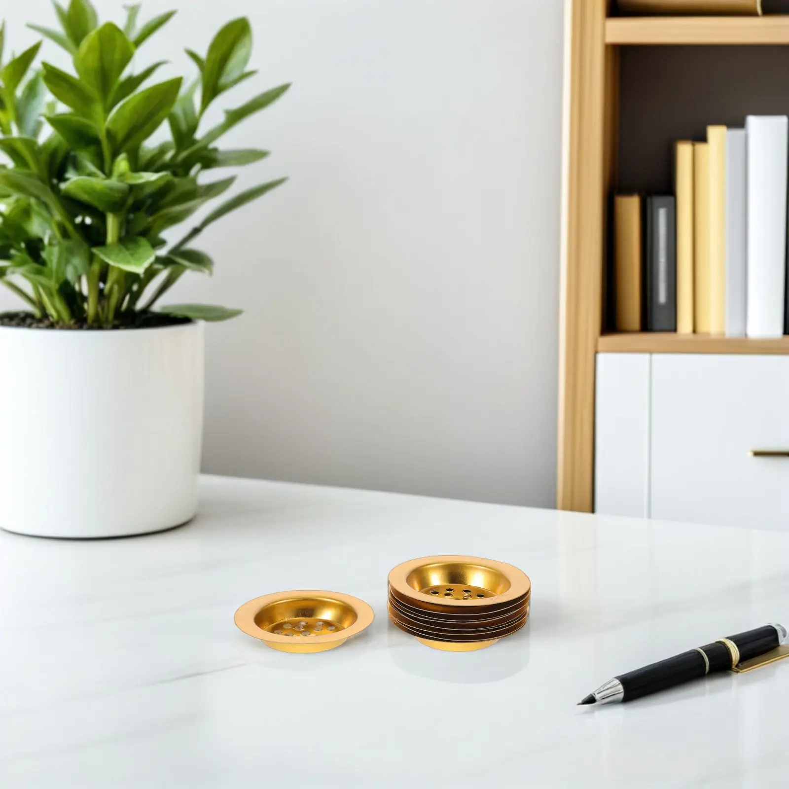 

10Pcs Incense Burner Tray Gold Tone Perforated Censer Cup Insert Charcoal Screen Plate Resin Incense Holder Oud Bakhoor Burner