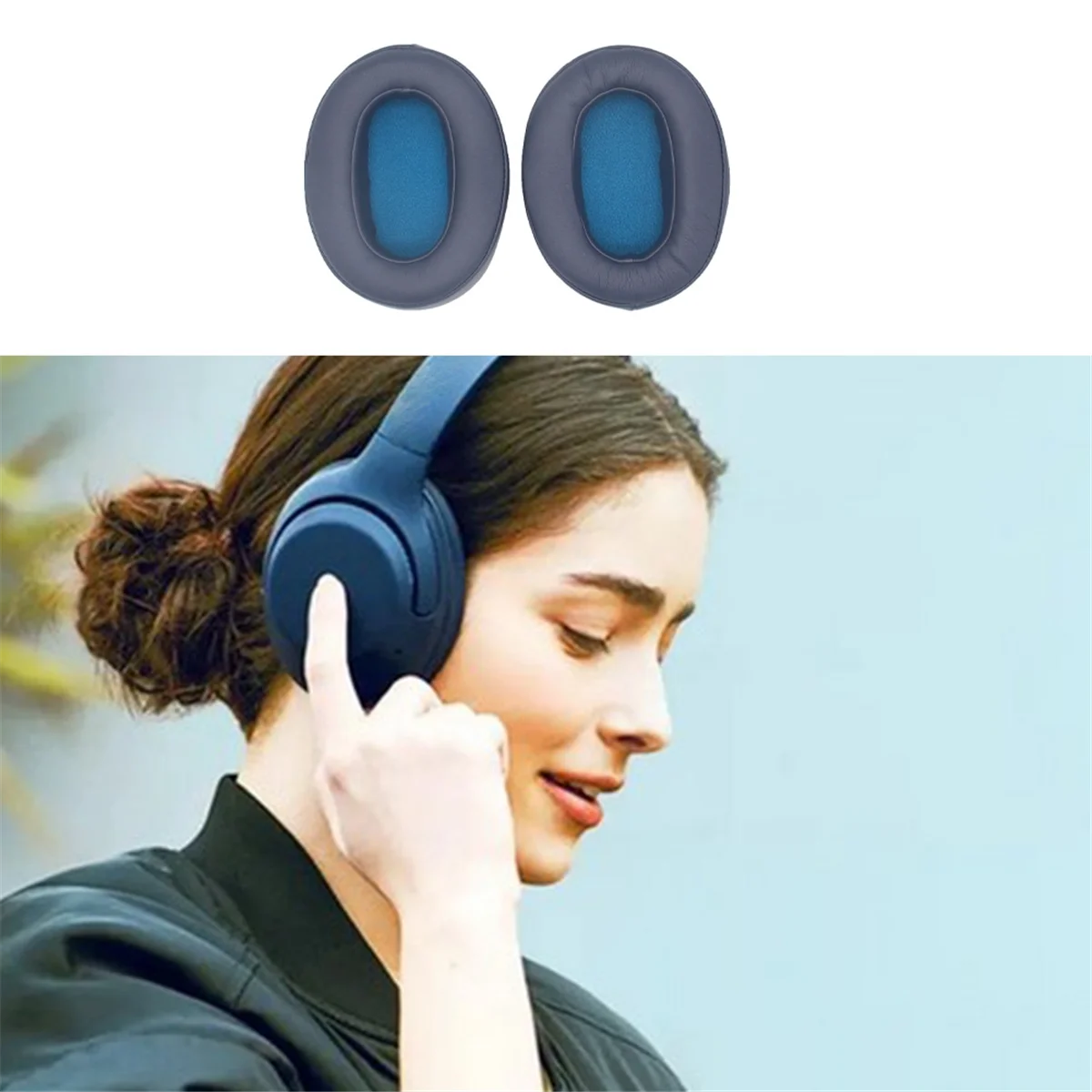 Para Sony WH-XB900N Funda para auriculares XB900N Funda de esponja para auriculares Orejeras multifuncionales, Azul