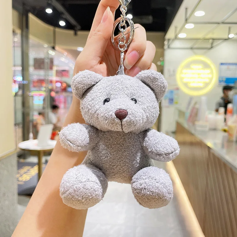 かわいいクマのぬいぐるみおもちゃペンダントキーホルダーキーチェーンぬいぐるみペンダント座っているクマのぬいぐるみ飾り車バッグキーリング子供のおもちゃ