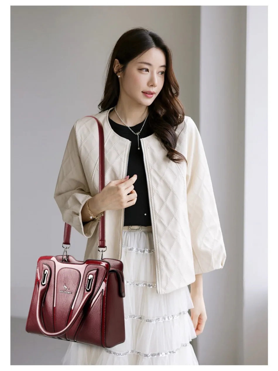 3 Layers Large Capacity Designer Women Top-Handle Bags Shoulder Crossbody Bags for Women Luxury Patent Leather Casual Tote Bag
