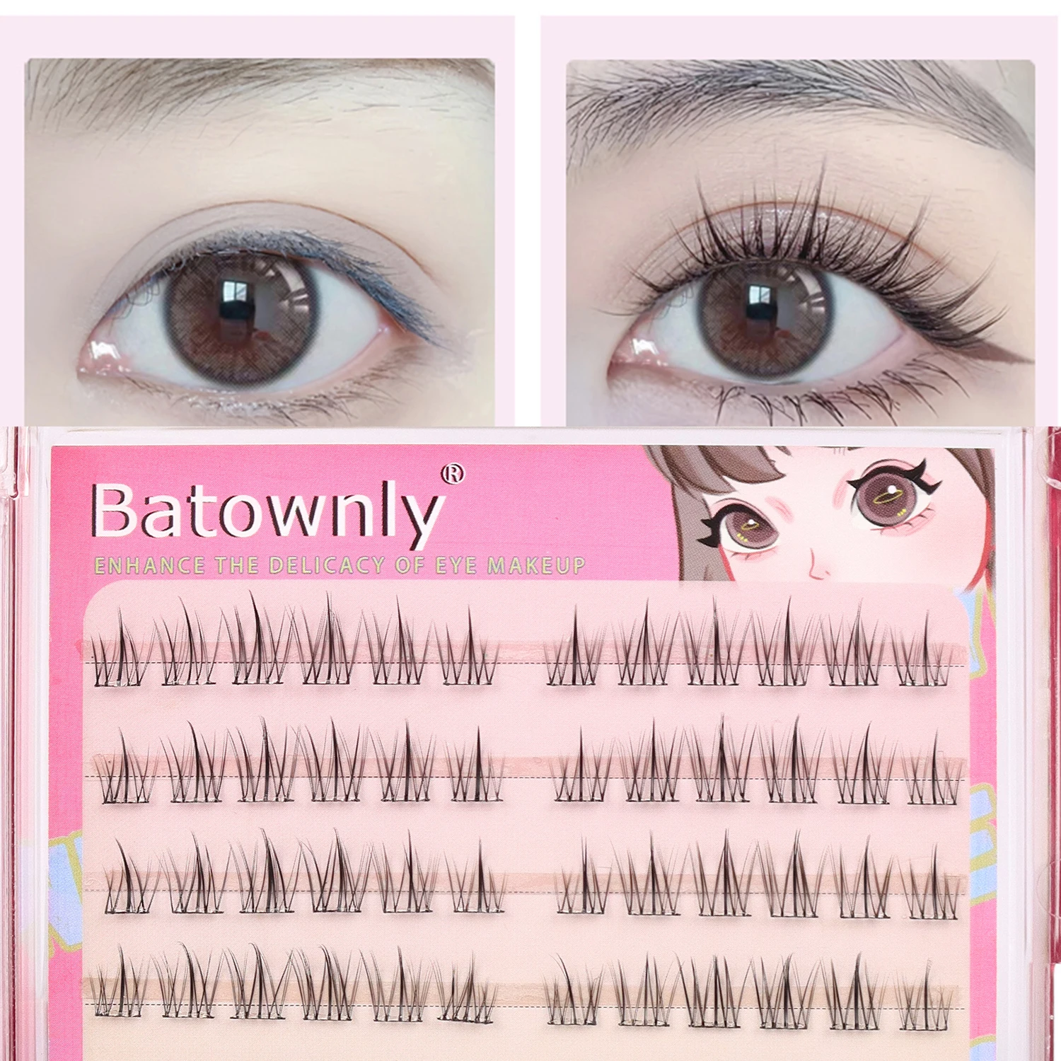 120Pcs Self-adhesive Cluster Sunflower Single Cluster DIY False Eyelashes Natural Trilogy Glue Free False Eyelashes with Tweezer