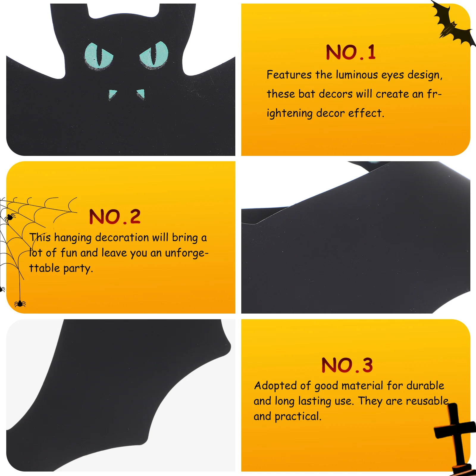 

1Set Halloween Bat Hanging Ornament Luminous Eyes Party Yard Outdoor Hanging Decor Haunted House Prop Halloween Bat Decor