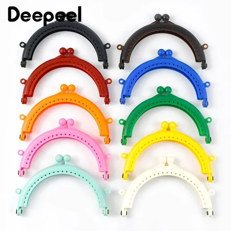 10Pcs Deepeel 85mm Plastic Kiss Clasp Purse Frames Colored Semicircle Handle Handbag Resin Frames DIY Bag Sewing Accessories