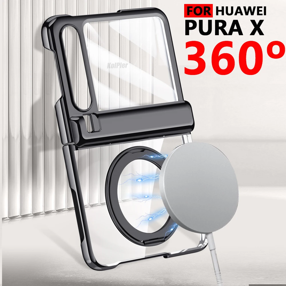 

Чехлы-подставки PuraX с прозрачным покрытием для Huawei Pura X 5G, магнитная откидная стеклянная защитная пленка Srceen, прозрачный чехол с держателем