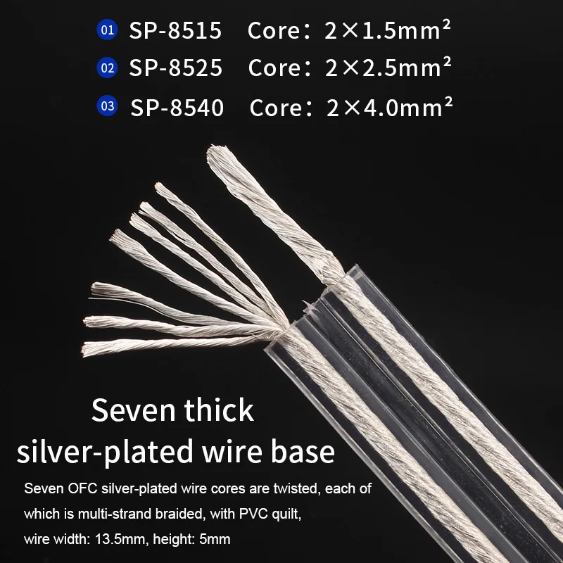 Xangsane 1.5mm ²/2.5mm ²/4mm ² 6n OFC silver plated hifi speaker cable high-performance amplifier sound connection cable