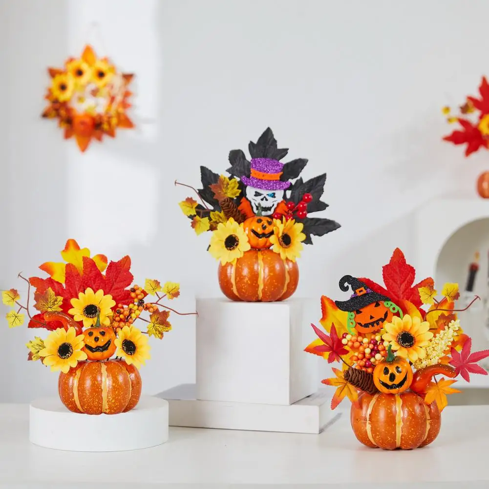 

Party Decoration Autumn Harvest Decorative Pumpkin Ornaments for Halloween Party Props Artificial Simulation Flowers Autumn