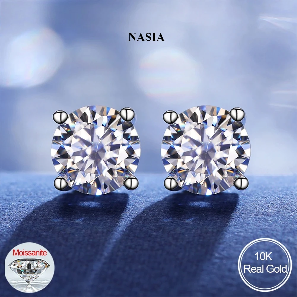 Diamond Stud Earrings - NASIA 10K/14K/18K Gold Earrings 3-10mm Moissanite