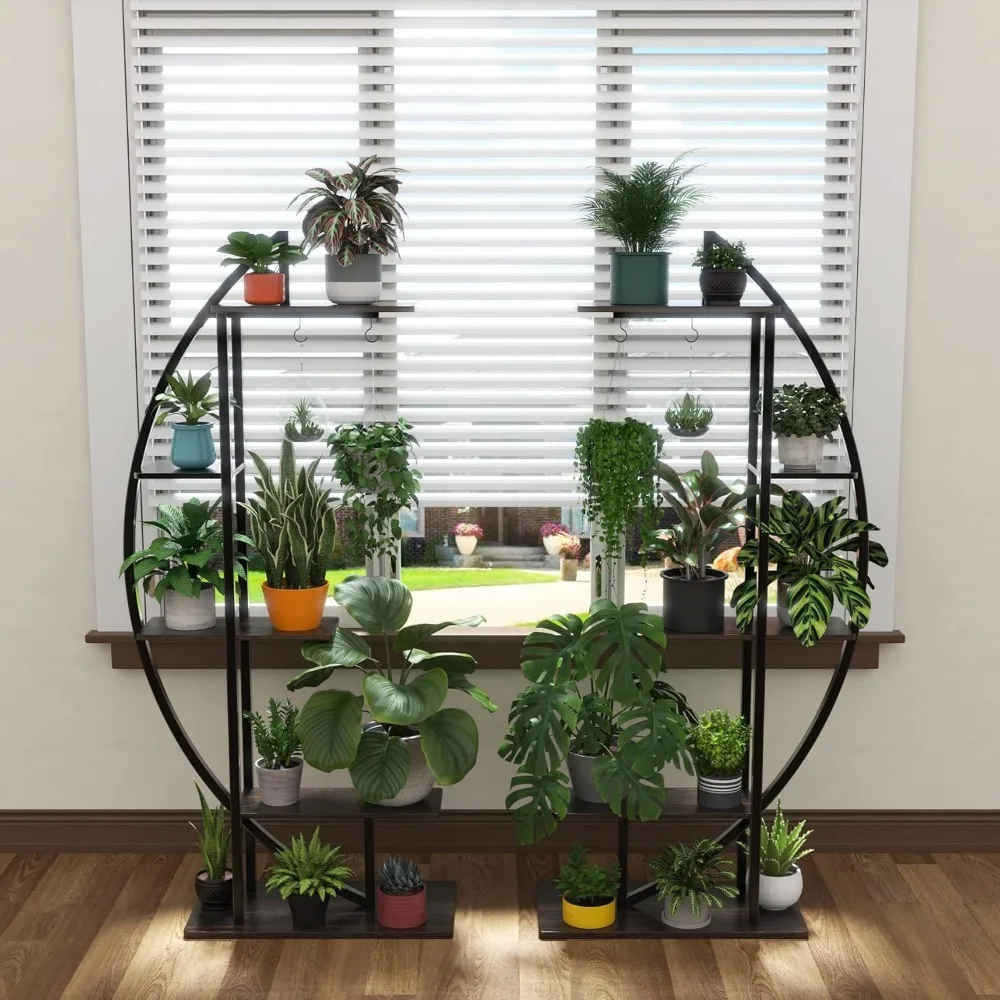 

Plant Stand Large Plant Stand, Indoor 71 Inch Metal Flower Stand with Hooks to Provide More Space for Large Plants