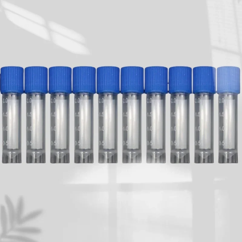 10PCS Plastic Test Tubes with Sealing Caps 2ML Lab Vials for School Office Chemical Experiments Laboratory Supplies