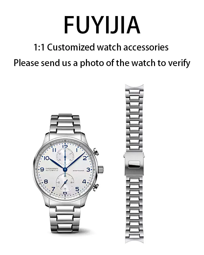 

FUYIJIA Custom PORTUGIESER IW35 Original Watchband 20MM Curved Interface Stainless Steel Bracelet Fine Tune Folding Buckle Strap