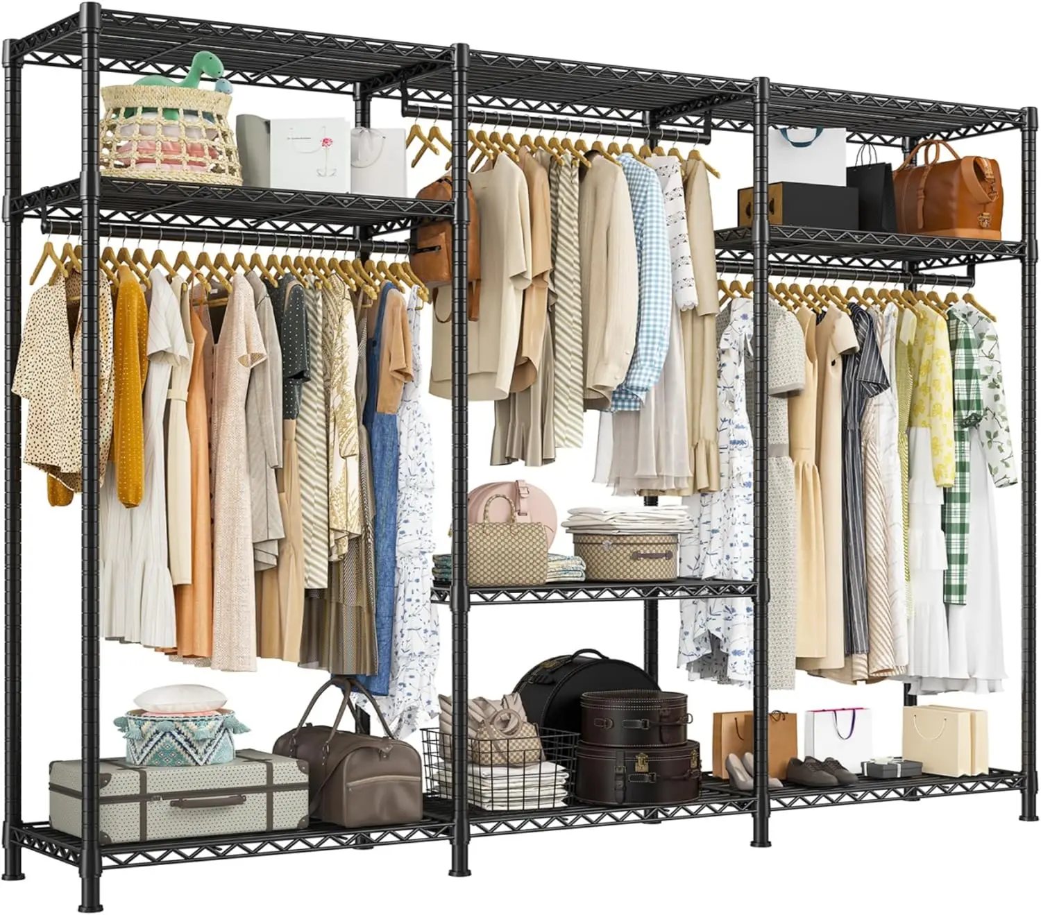 

Clothes Rack Heavy Duty Clothing Rack Load 795LBS Clothing Racks for Hanging Clothes Adjustable Wardrobe Closet Portable Heavy D