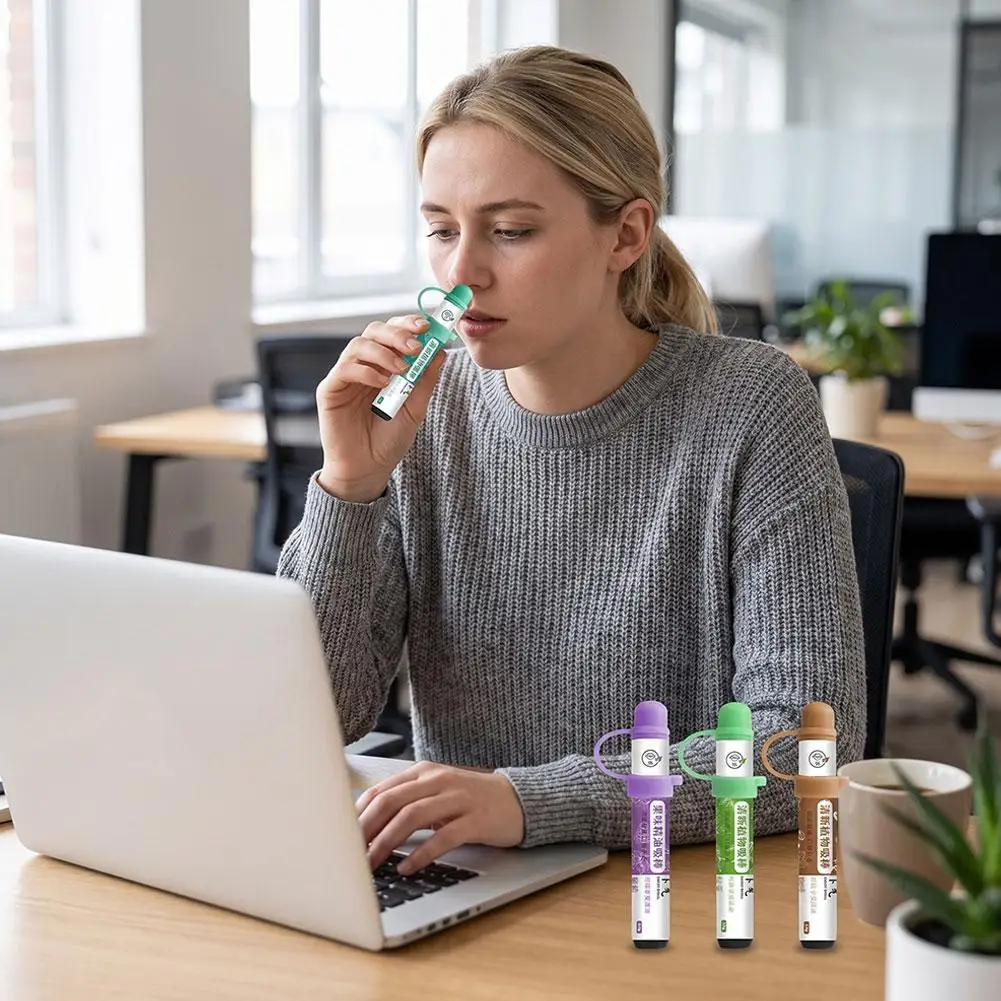 Herbal Aroma Nasal Inhaler Stick Portable Cool Scent Aromatherapy Wand Freshen Breath Natural Plant Relaxing Oral Care