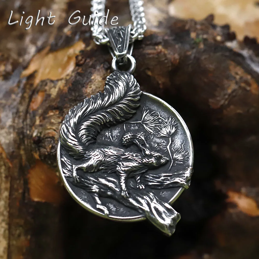 2022 Wholesale Stainless Steel Punk good detail Animal Jewelry fashion squirrelf Pendant necklace For Man free shipping