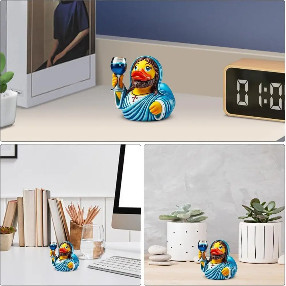 

Maria Duck Jesus Duck Figurines Resin Manhole Cover Duck Resin Ornament Realistic Animals Cartoon Animal Statue Ornament