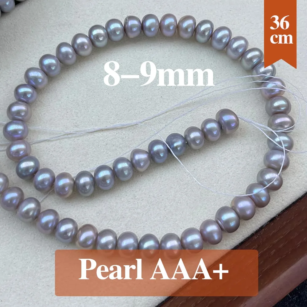 

Real 100% Natural Freshwater Pearl Beads 8-9mm Button Pearl Loose Spacer Beaded for Making DIY Jewerly Necklace Bracelet 36cm