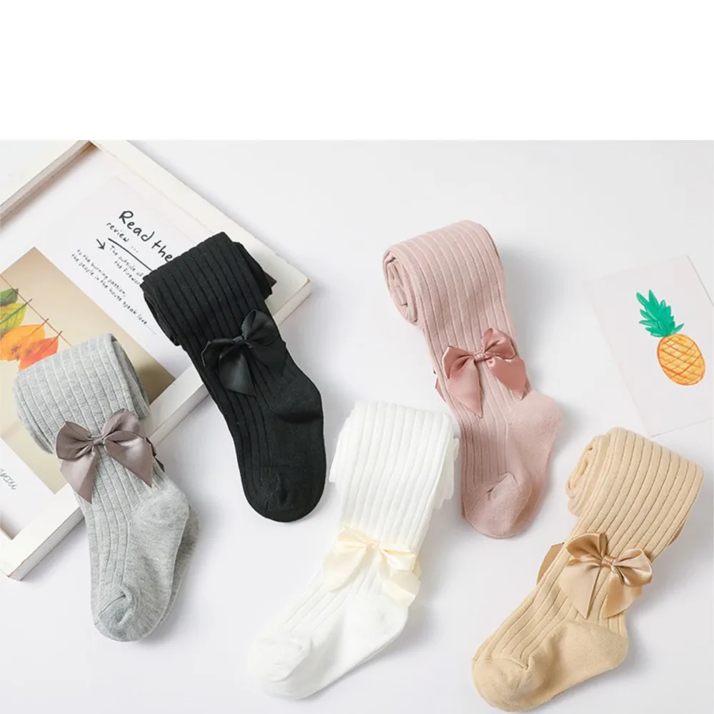 

Children's stocking wear outside spring and autumn period tights baby pantyhose bowknot big pp cotton tights of the girls