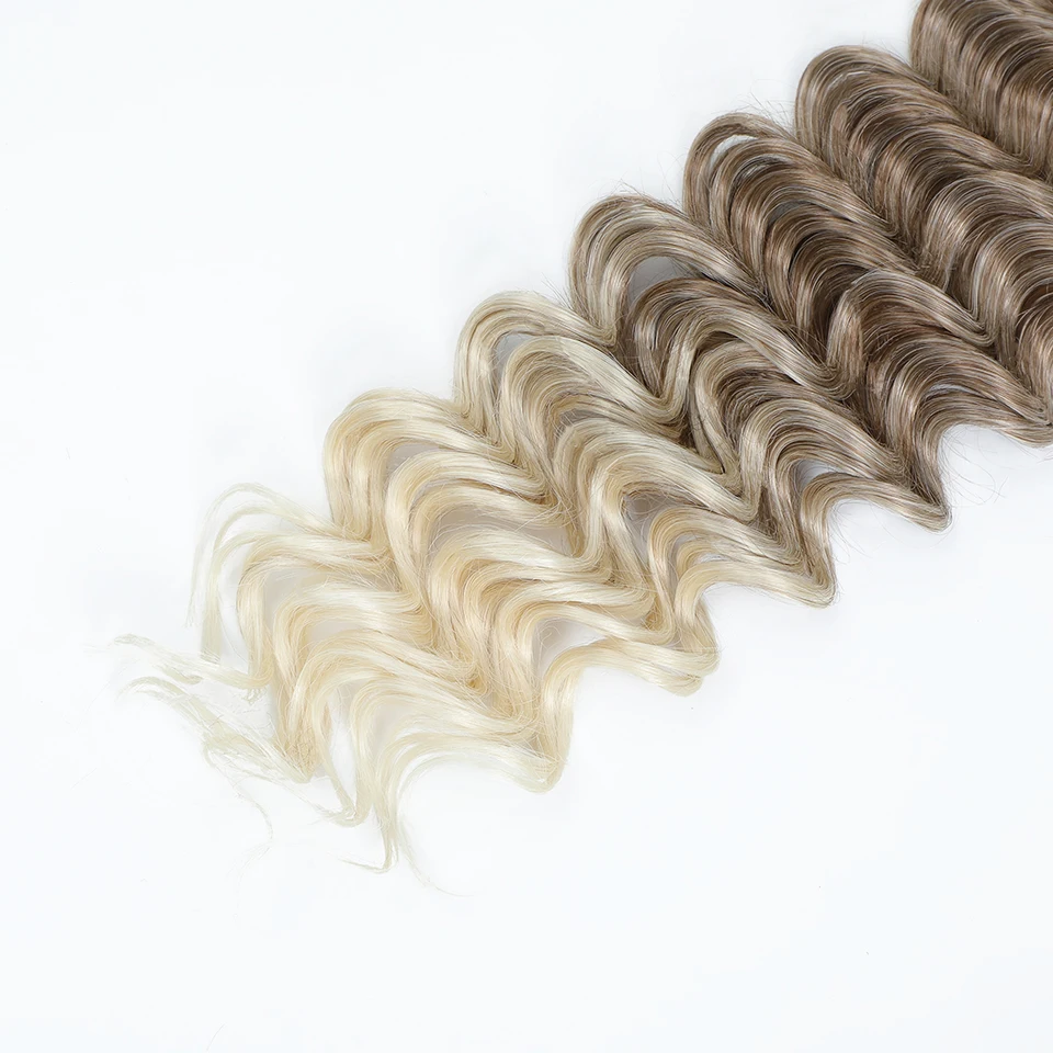 Tiefe Welle Twist Flechten Haarverlängerungen für Frauen Hochwertige synthetische Häkelzöpfe Haar 24 Zoll Ombre Bug Braun Afro Locken – Detail 24