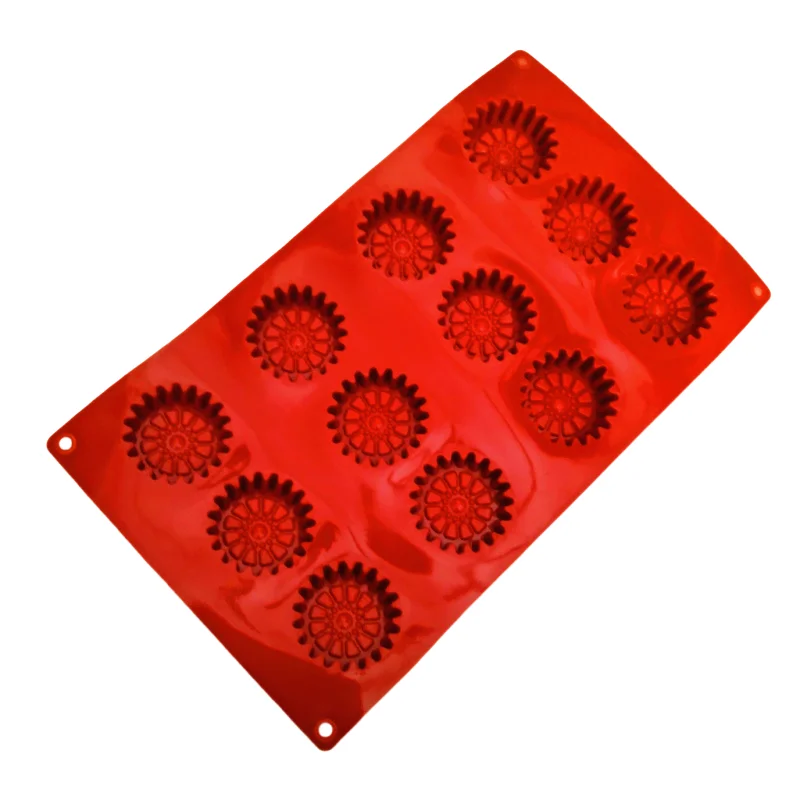 12 Hole Round 3D Gear Silicone Cake Mold Non-Stick Food Grade Gear Chocolate Candy Pudding Handmade Soap Candle Ice Baking Mould