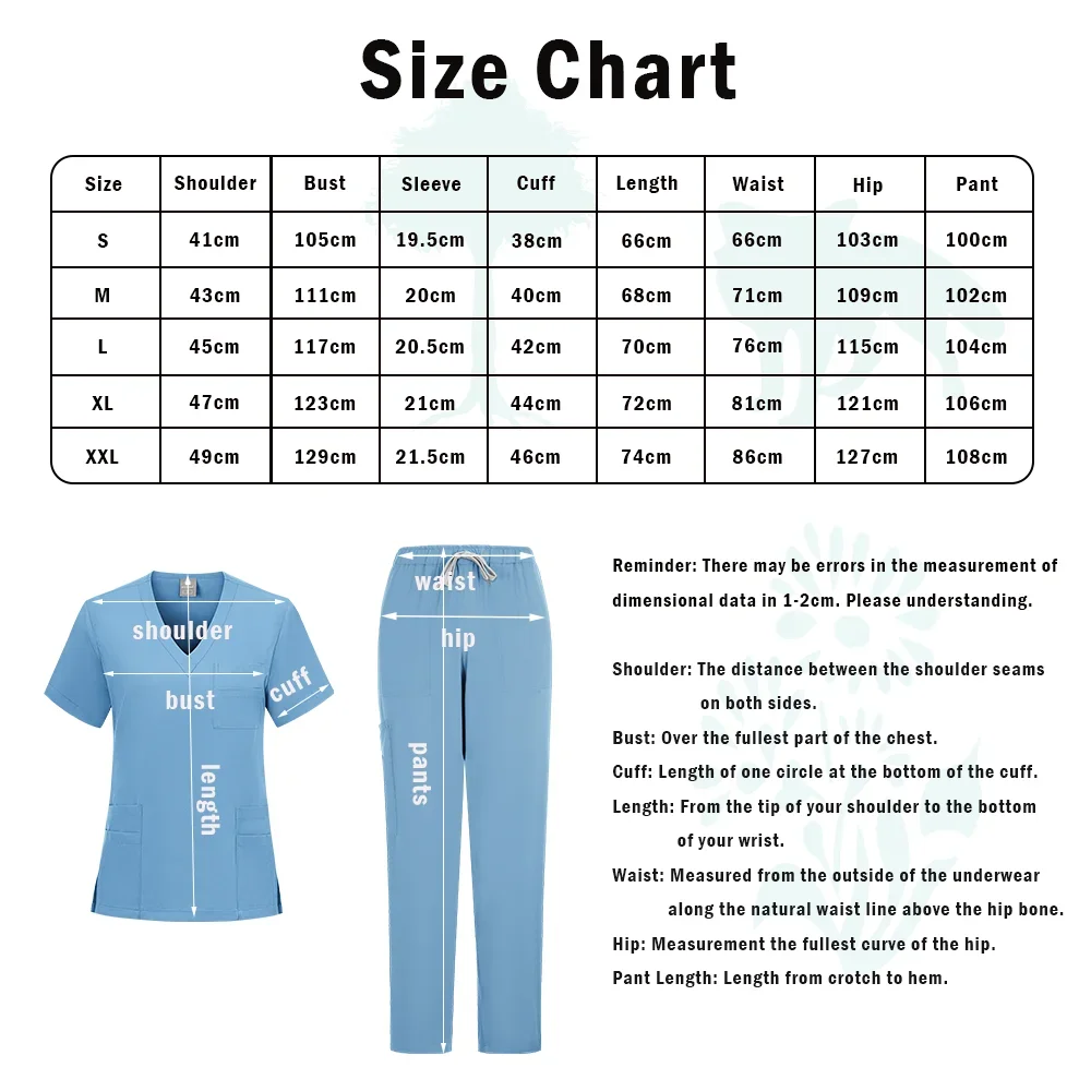 Scrubs Uniform Suit Short Sleeve V-neck Tops+jogger Pants Set Nursing Uniform Women Multicolor Pet Doctor Scrub Medical Workwear view 6