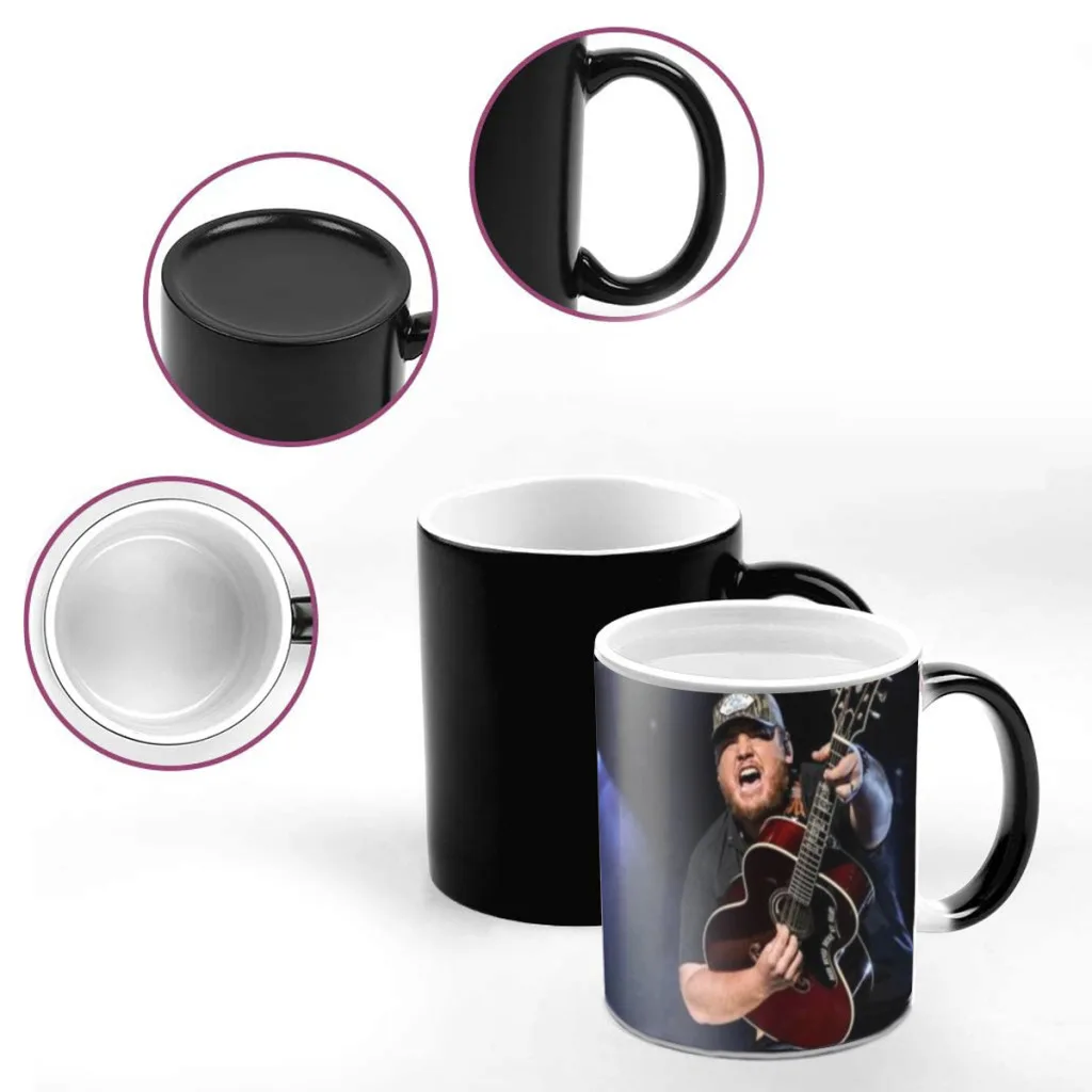 Singer Luke Combs Popular Music Newest Design Coffee Mugs Heat Color Changing Milk Tea Cup Colorcup For Birthday Gifts