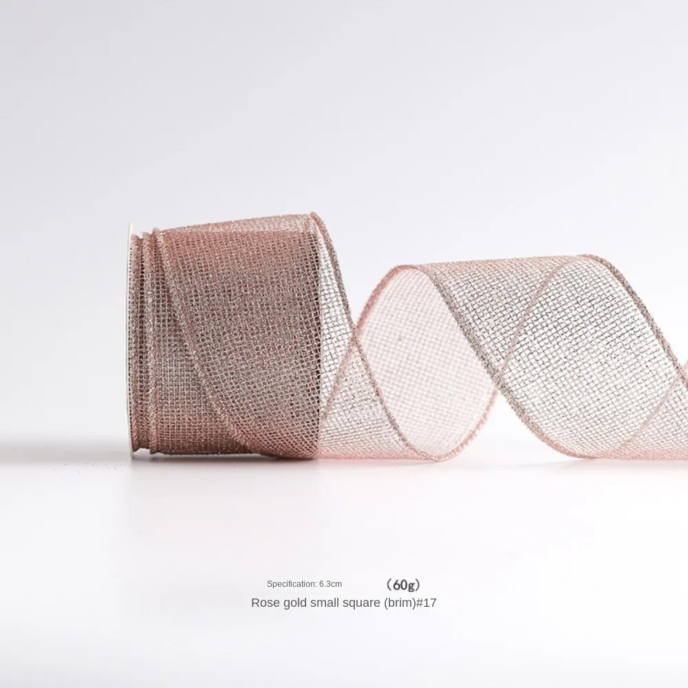 10 Yards Christmas Ribbons Rose Gold Wired Edge Weave Ribbon Imitation Hemp Material Christmas Gift Packaging