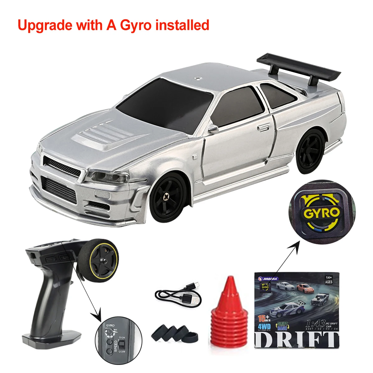 Verbeterde Gyro 1/43 RC Drifting Car Racing RTR 4WD Hoge Snelheid Radio Control Model 2.4G Drift Race Voertuig mini Geschenken
