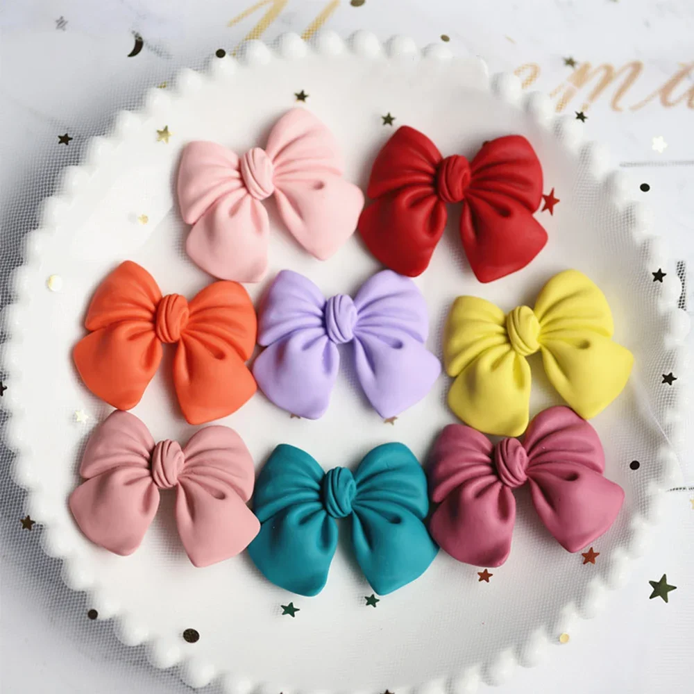 10PCS Bow Tie Series Miniature Flat Back Resin Cabochons For Hairpin Scrapbooking DIY Home Decor Craft Accessories