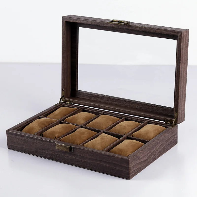 Luxury 2/3/6/10/12 Grids Wooden Watch Holder Boxes For Men and Women Glass Top Jewelry Organizer Stroge Cases Clock Gifts Boxes