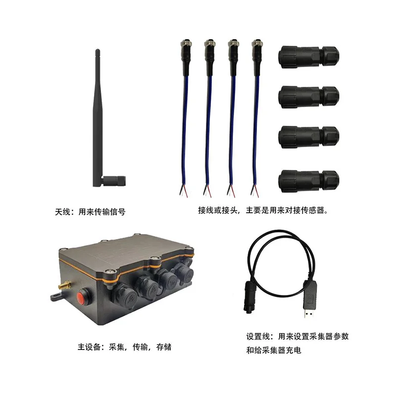 Industrial IoT Wireless Vibration Sensor Data Logger AC104-4B - 4-Channel Vibrating Wire Recorder with Temperature Compensation