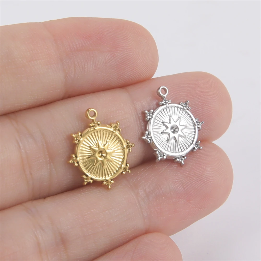 5pcs/Lot Stainless Steel Octagon Stars Pendants Diy Necklaces Earrings Jewelry Charms Handmade Making Accessories 16.6x14.6mm