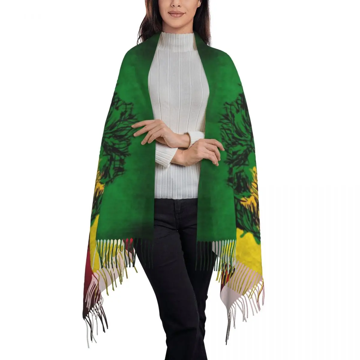 Customized Printed Lion Of Judah Rasta Jamaican Reggae Scarf Women Men Winter Warm Scarves Rastafarian Art Shawl Wrap