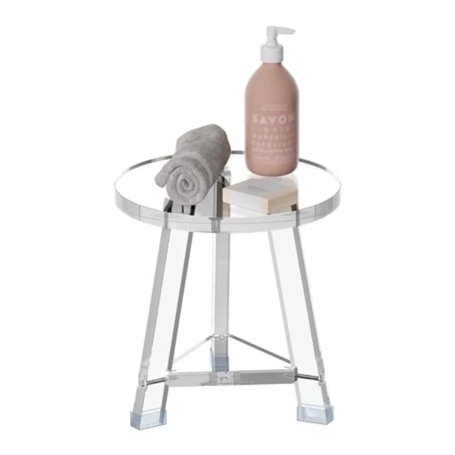 

Acrylic Round Corner Shower Stool for Inside Shower - Clear Shower Bench for Shaving Legs Heavy Duty Hold Up to 400lbs Waterpro