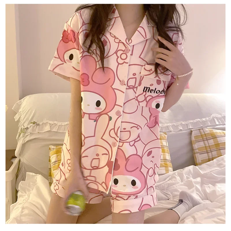 Sanrio New Melody Silk Pajamas Women's Cute Cartoon Casual and Comfortable Cool Breathable Lightweight Home Women's Pajamas