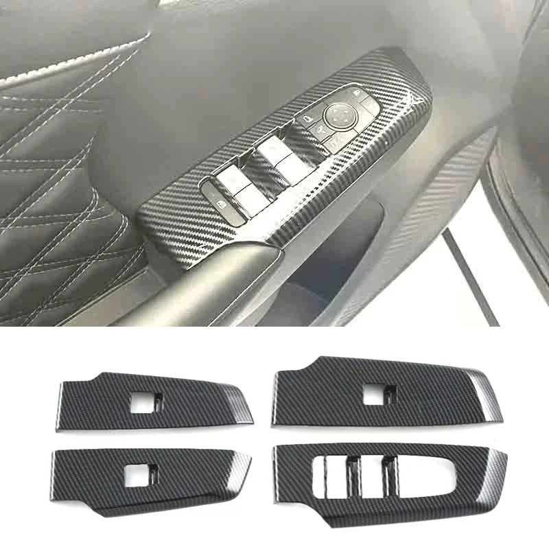 For Mitsubishi Outlander 2022 2023 ABS Carbon Fiber Window Lift Switch Frame Trim Cover Sticker Interior Car Accessories