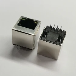 20PCS/Lot Steel Shield RJ45 8P8C Jack Connector With LED 180 Degree Vertical-Type Network Internet Modular