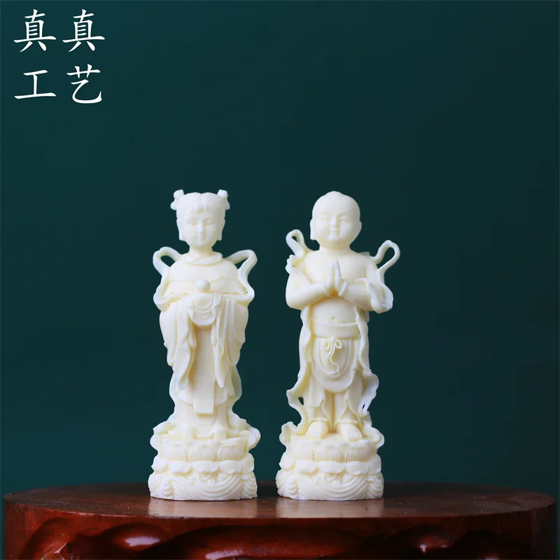 Ivory Nut Golden Boy Jade Girl Decoration Offering Home Sudhana Dragon Girl Home Living Room Buddha Statue Boy Boy Tea Ornaments