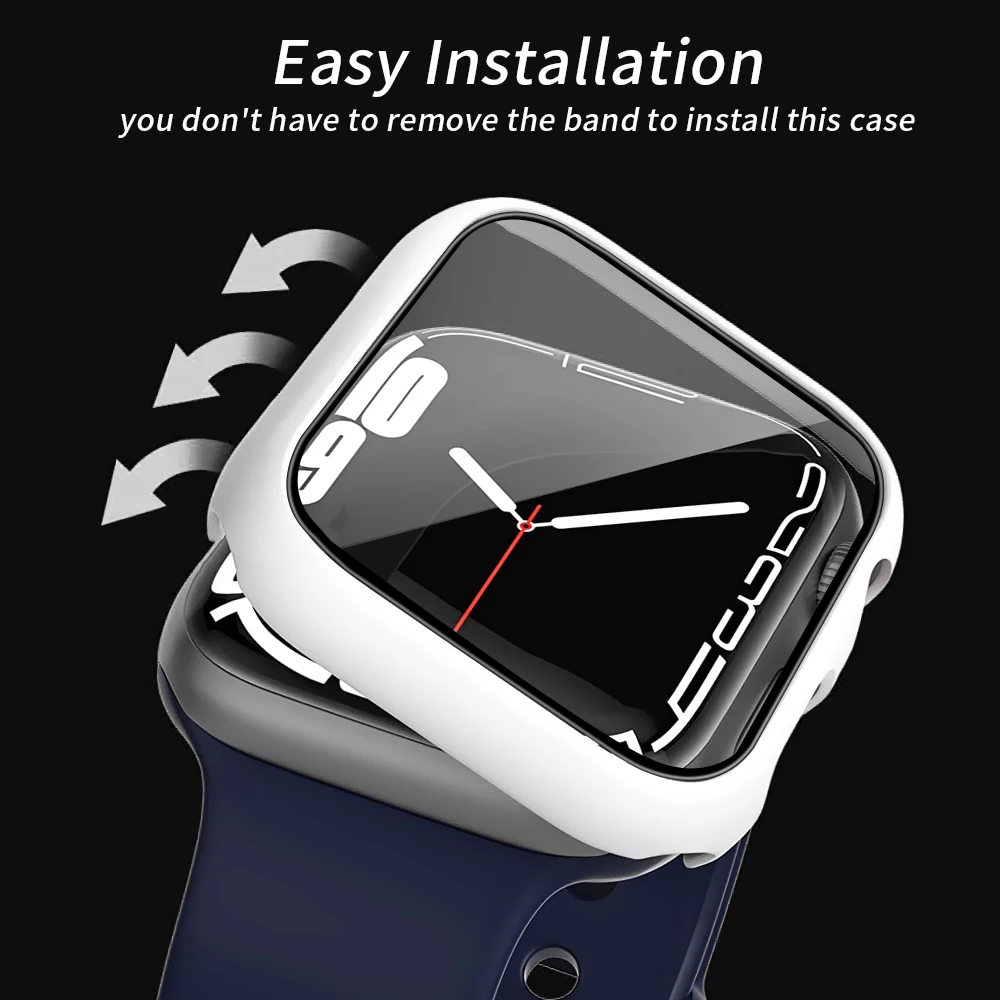Glass+Case Protection Apple Watch Series 9/8/7 41mm 45mm Bumper for IWatch Se654321 40mm 44mm Protector Ultra/Ultra 2 49mm Cover image 5