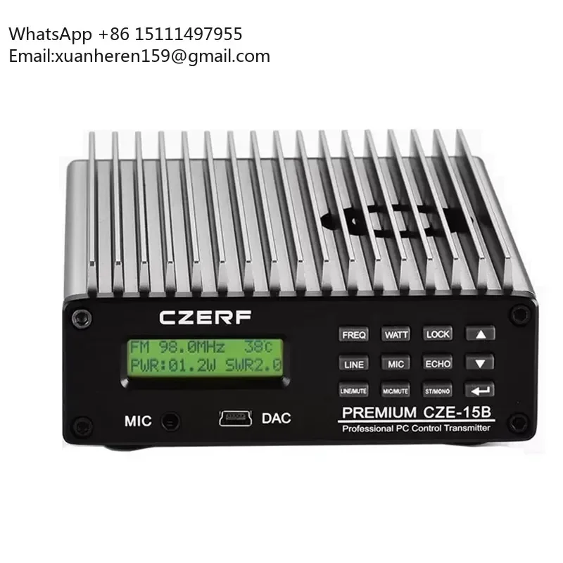 CZE-15B 15W FM Radio Transmitter Broadcasting for Church, Car, Home, Conference, Christmas Light Show
