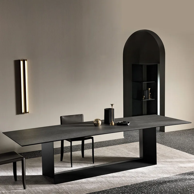 Italian, minimalist slate, dining table, large rectangle, designer, modern, minimalist home