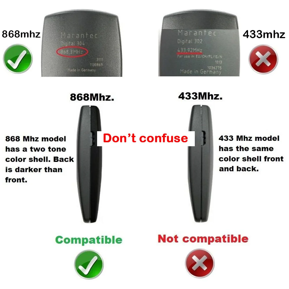 Hormann HSM2 HSM4 HSE2 HSE4 HS4 868 Garage Door Remote Control Gate Opener Marantec Digital 302 382 BERNER BHS121 BHS120 868mhz