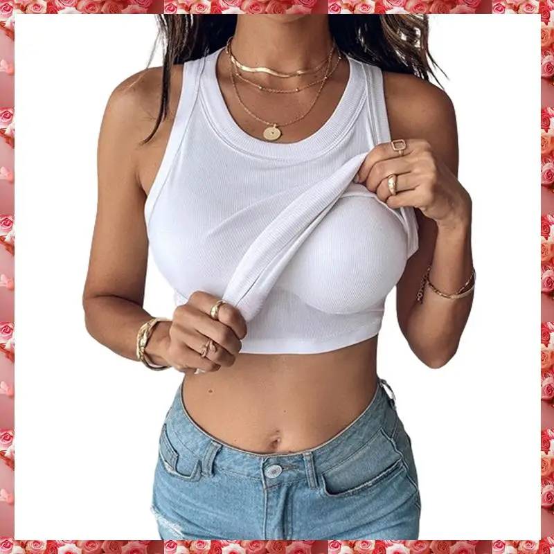 Tank Tops With Built In Bras Athletic Tank Tops For Women Ribbed Tank Top Fitness Workout Running Tops