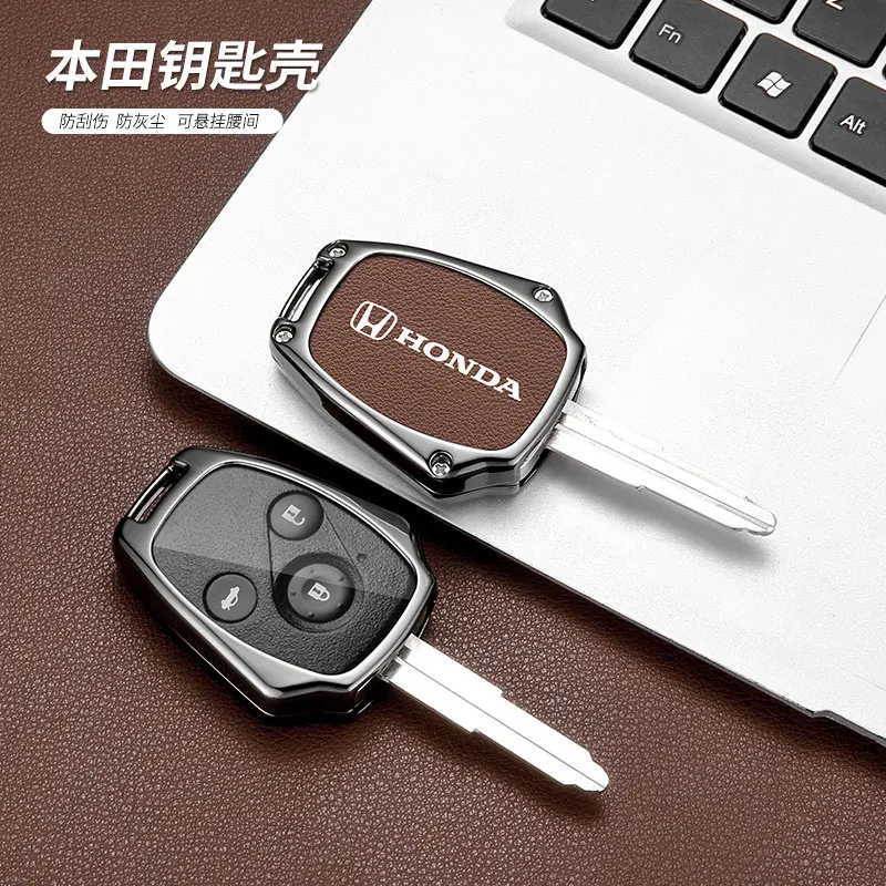 Zinc Alloy Leather Car Key Case Cover Shell Bag  For Honda Vezel city Civic 4d 2019 BR-V HR-VCRV Pilot Accord Jazz Jade Crider