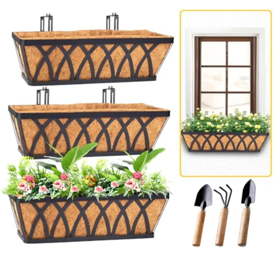 

Кашпо для балконных перил и оконных ящиков - Набор из 3 штук, 24 дюйма, для наружного использования