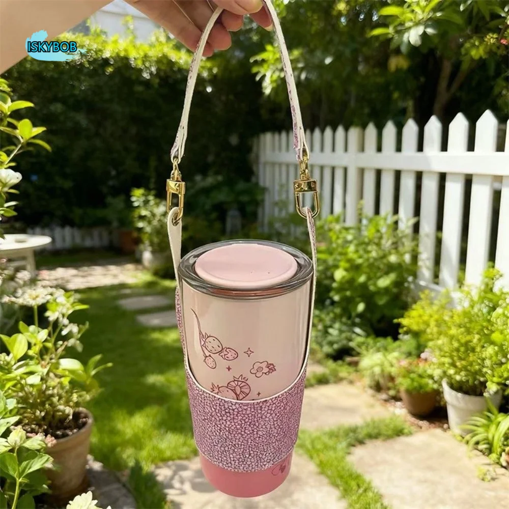 

Портативный кожаный чехол для кружки с функцией изоляции из ПУ, держатель для чашки с ремешком для переноски, универсальный чехол для бутылки с водой, чехол для кофейных кружек